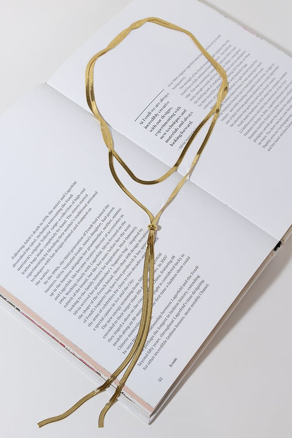 GOLD PLATED LAYERED TIE NECKLACE