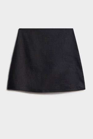 VIVIENNE LINEN MINI SKIRT - BLACK