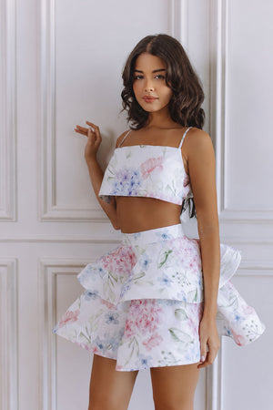 VIOLIA LINEN CROP TOP - PASTEL REVERIE