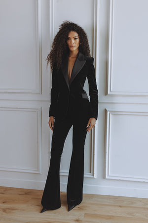 VOLTAIRE VELVET TROUSERS - BLACK