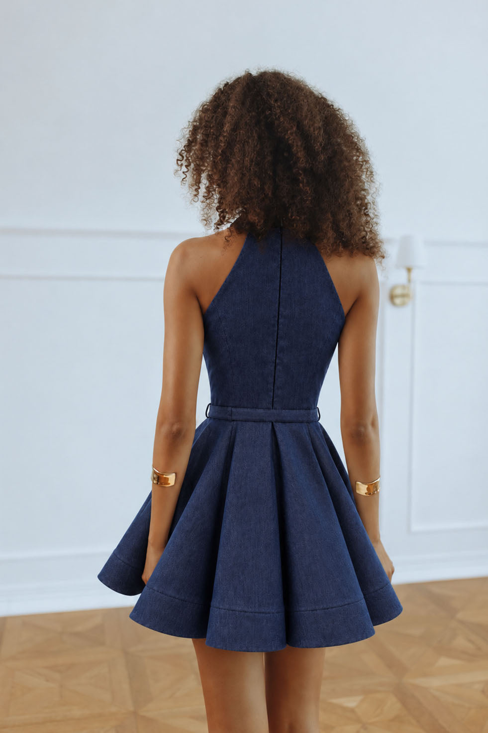 EMMA DENIM MINI DRESS - DARK BLUE