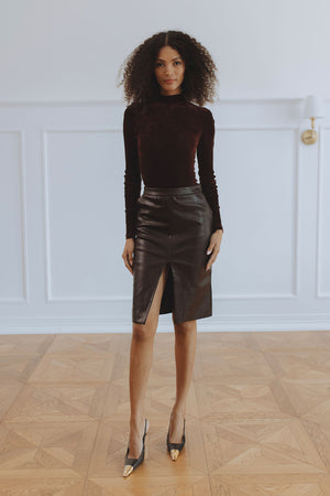 ROSALIA HIGH NECK BODYSUIT - BURGUNDY