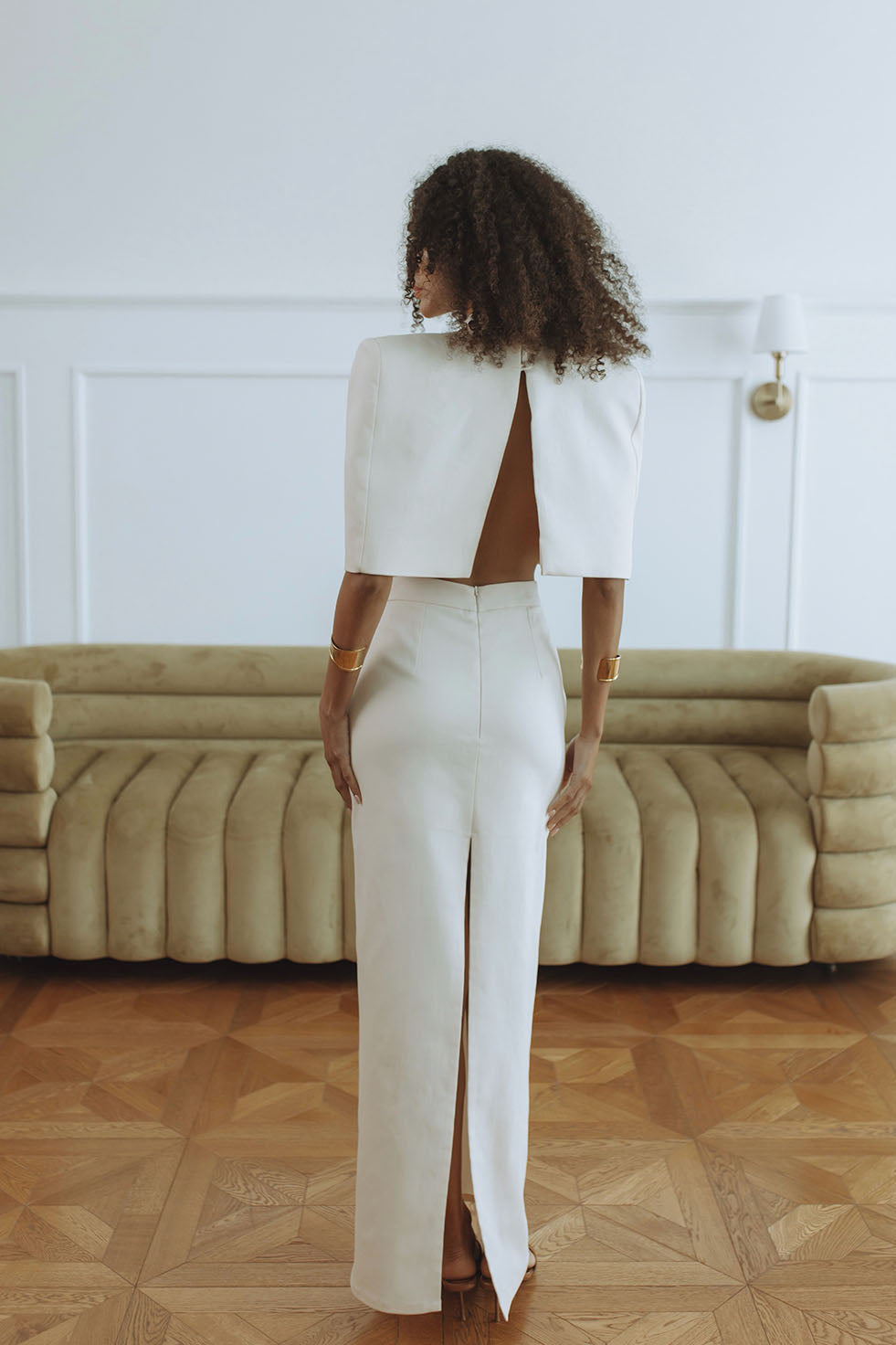 LYRA DENIM MAXI SKIRT - CREAM