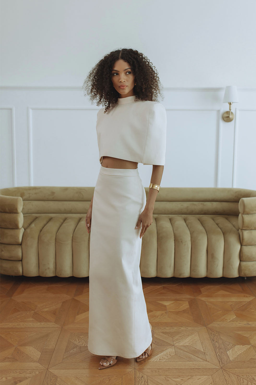 LYRA DENIM MAXI SKIRT - CREAM