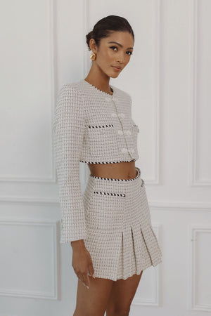FLORINE PLEATED MINI SKIRT - IVORY