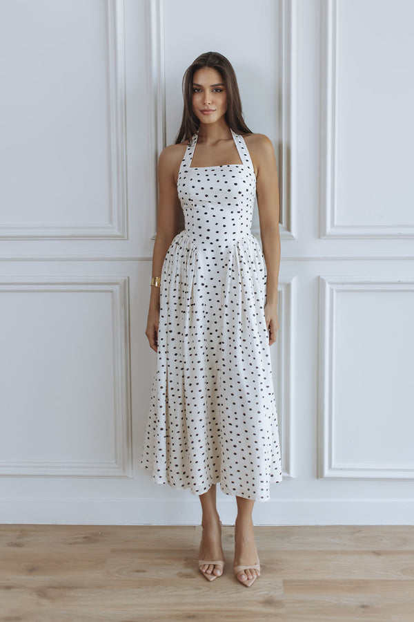 DAISY MIDI DRESS - UNEVEN POLKA