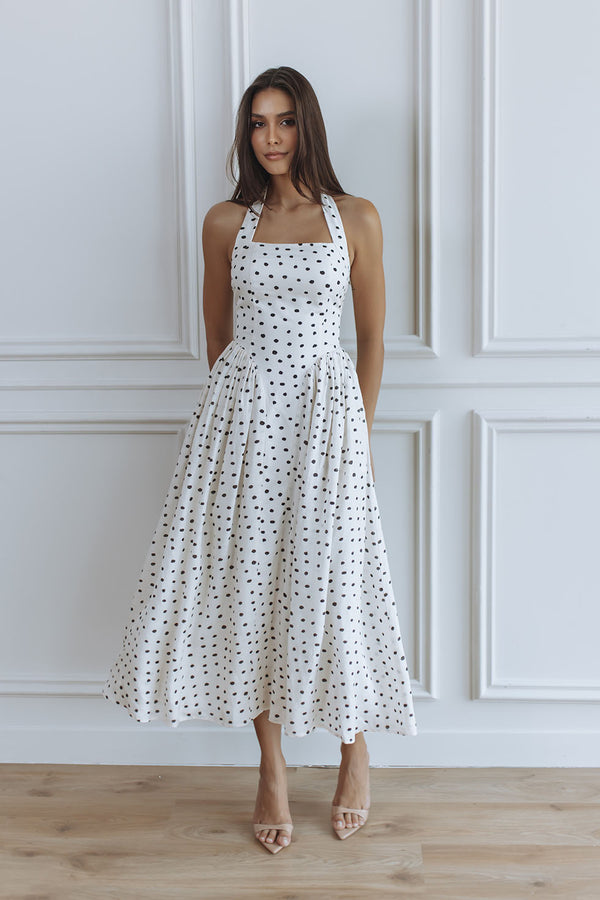 DAISY MIDI DRESS - UNEVEN POLKA