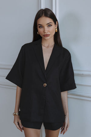 GERMAINE LINEN SHIRT - BLACK