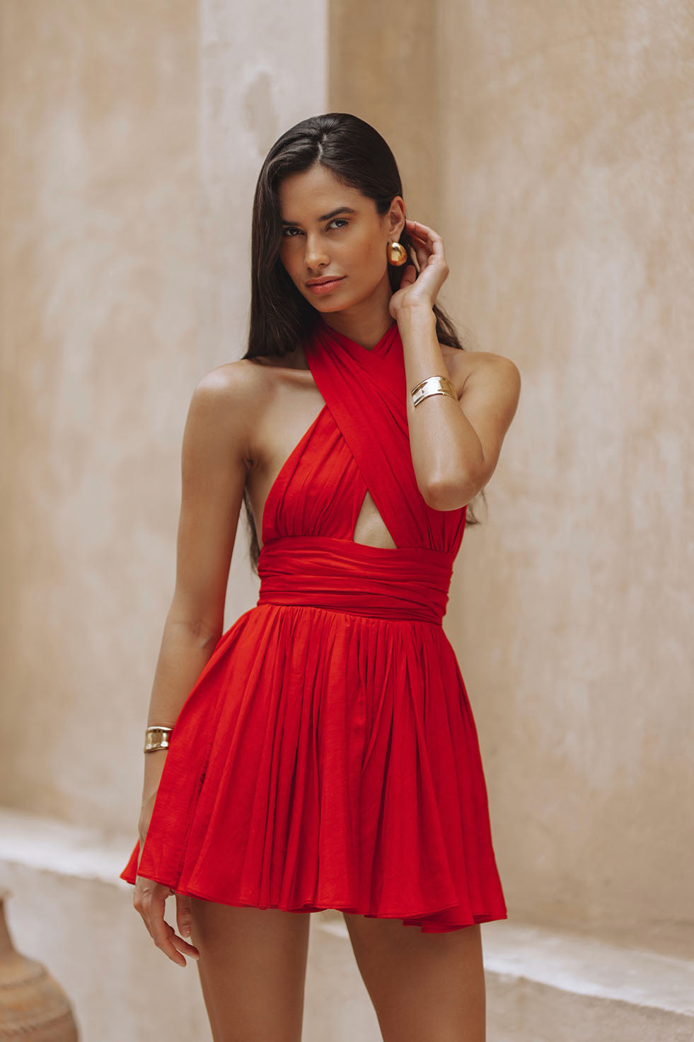 HUXLEY MINI DRESS - RED