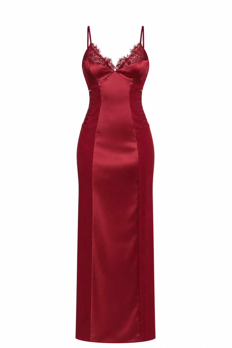 KATANA FITTED MIDI DRESS - BURGUNDY