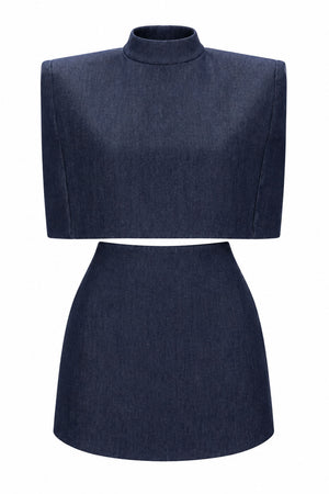 LYRA DENIM CAPE - DARK BLUE
