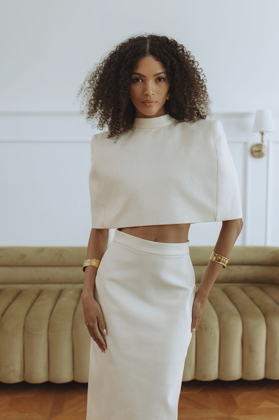 LYRA DENIM MAXI SKIRT - CREAM