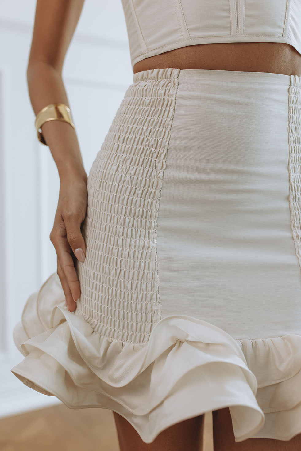 RAVELLO MINI SKIRT - IVORY