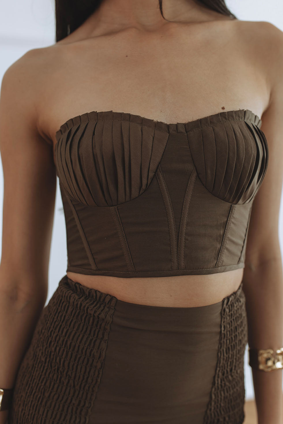 RAVELLO CORSET TOP - BROWN