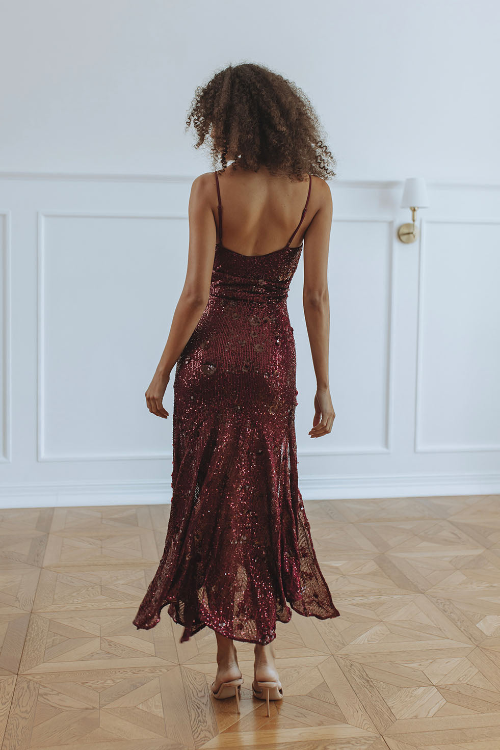 SORREL MOCK WRAP MAXI DRESS - BURGUNDY