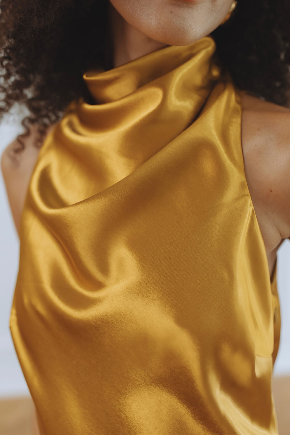 THEA HIGH NECK MAXI DRESS - GOLDEN