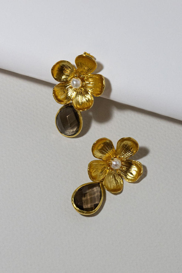 BLOSSOM GOLD PLATED EARRINGS - ASH