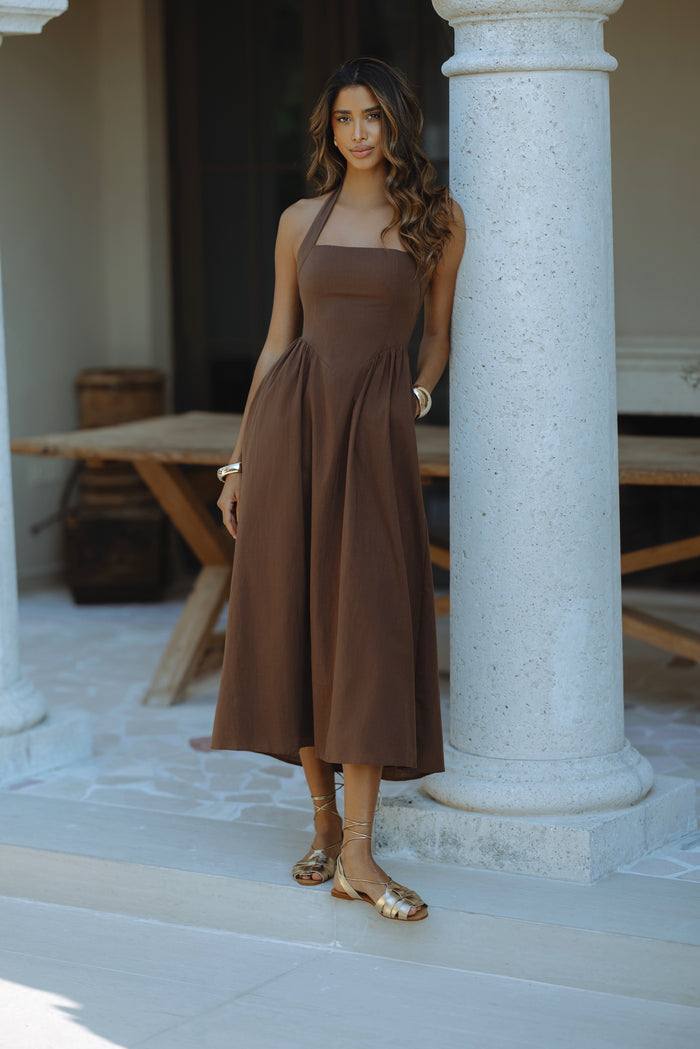 LOCKLEA MIDI DRESS - CHOCOLATE