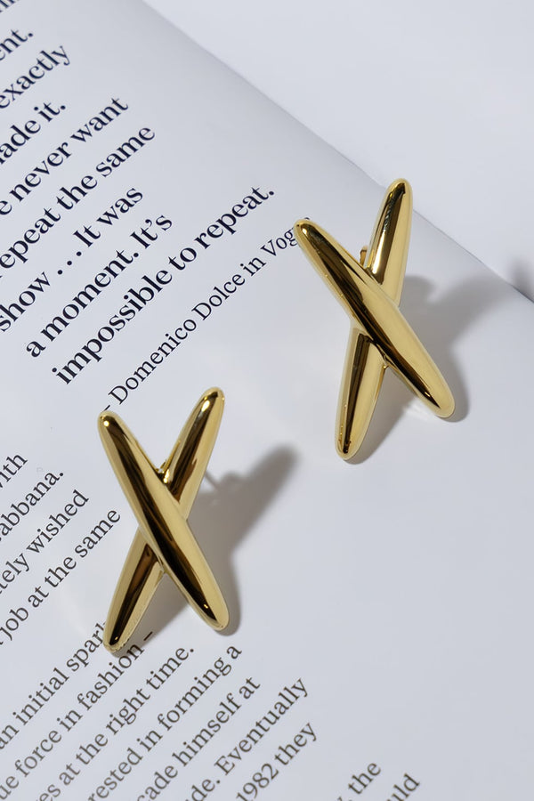 GOLD PLATED X-SHAPED EARRINGS
