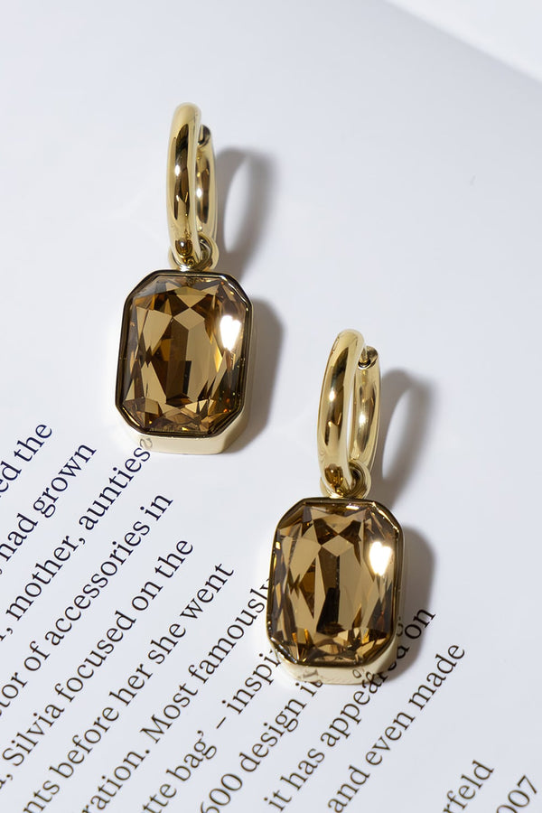 GOLD PLATED CHARM EARRINGS - CHAMPAGNE