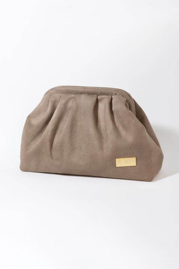 DIVA CLUTCH - TAUPE VELVET