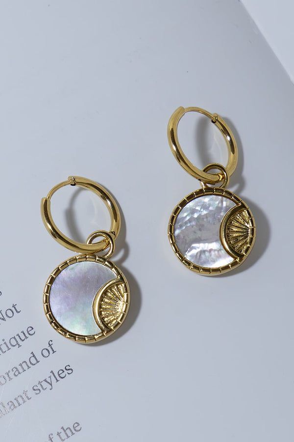 GOLD PLATED NATURAL SHELL MOON EARRINGS