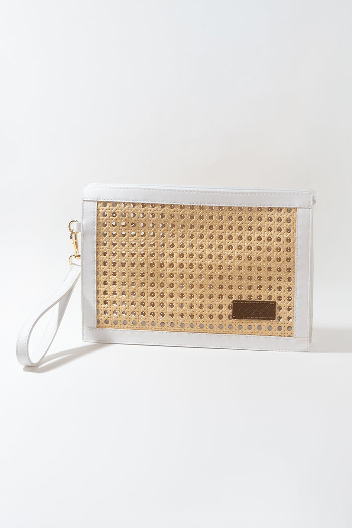 DUBAI RATTAN CLUTCH - WHITE