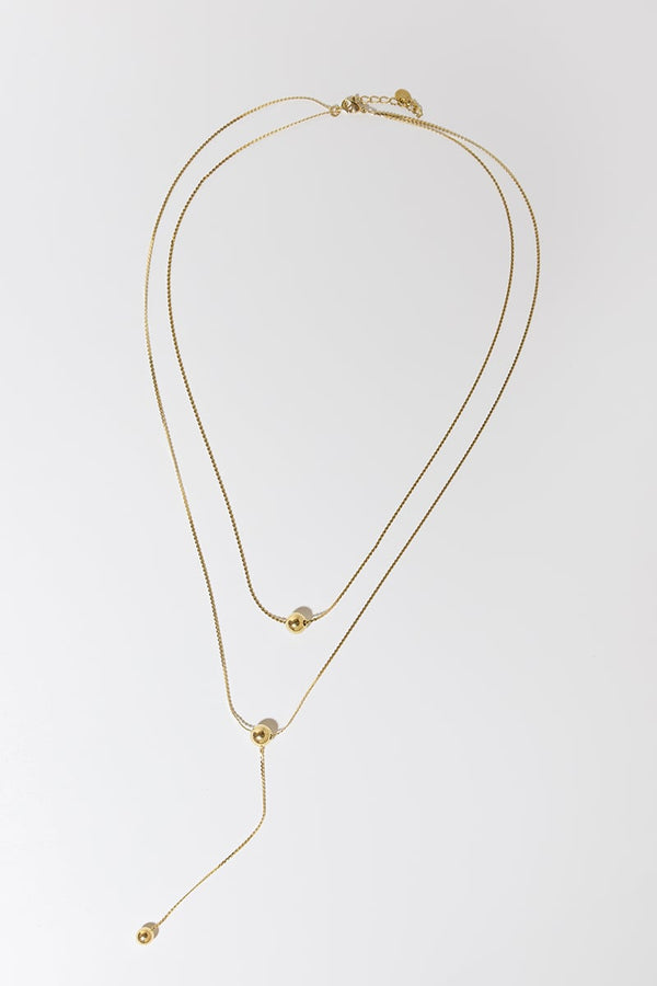 GOLD PLATED 3 BEADS NECKLACE