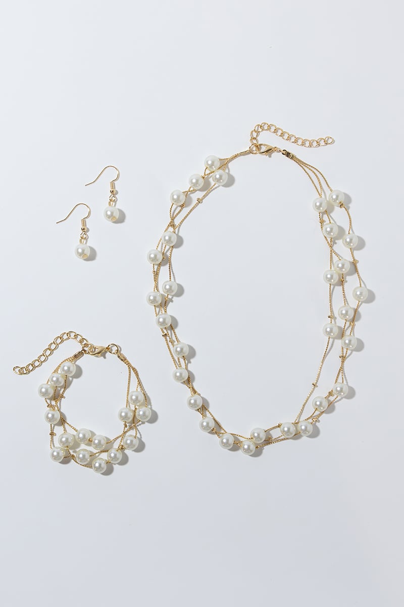 PEARLS OF HEAVEN SET OF EARRINGS, BRACELET AND NECKLACE