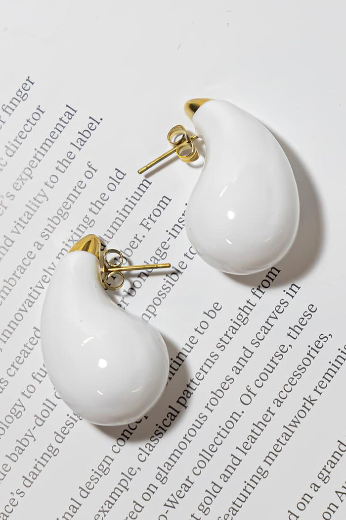 GOLD PLATED MOLECULE EARRINGS - WHITE