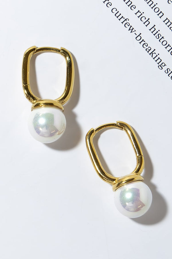 GOLD PLATED SHELL PEARLS EARRINGS