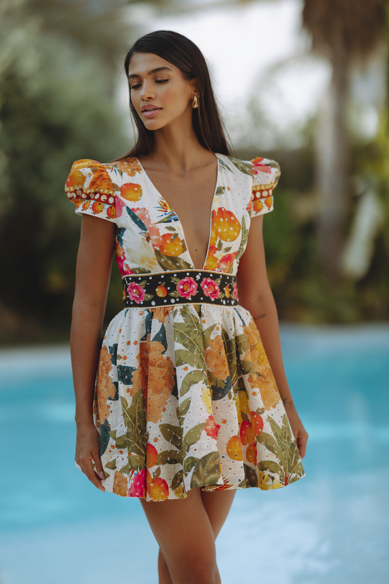 JADA MINI DRESS - TROPICAL ORCHARD BLOSSOM