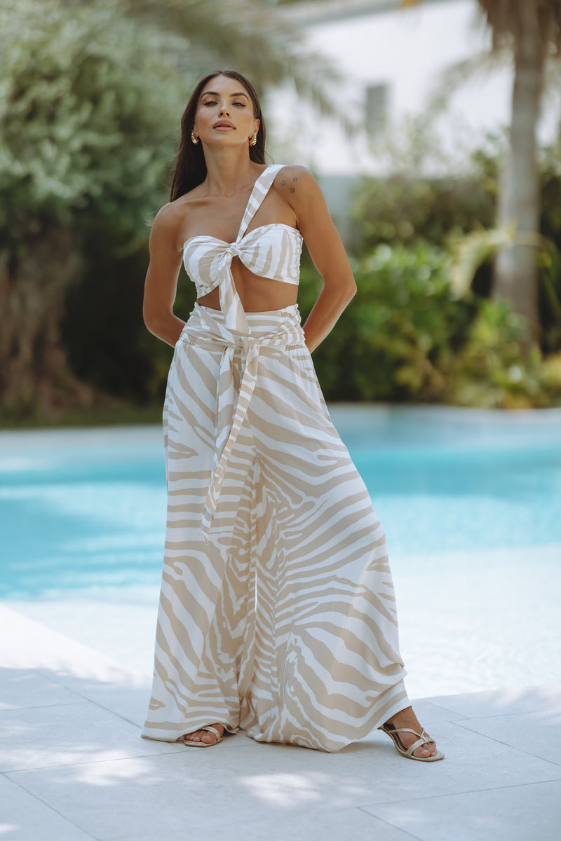 LEYA SET - BEIGE/ZEBRA PRINT