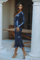 VERONA SEQUIN MAXI DRESS - NAVY