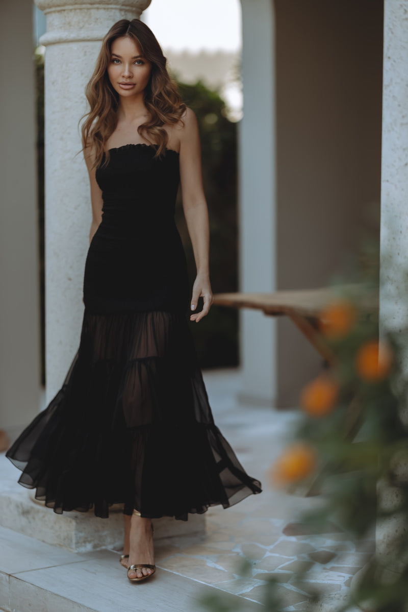 AZURA STRAPLESS MAXI DRESS - BLACK