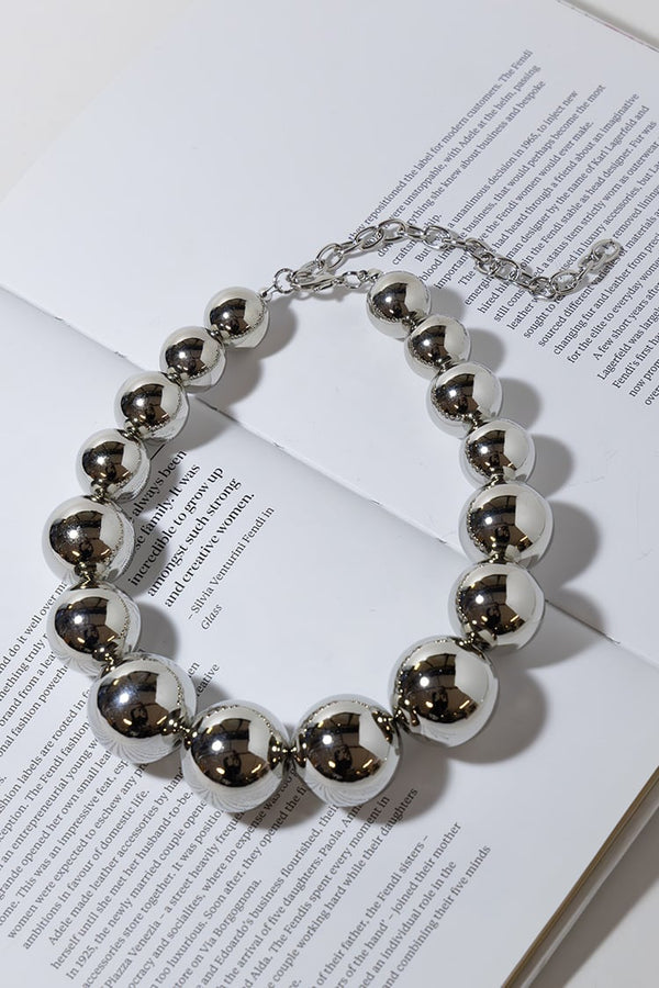BEADS NECKLACE - SILVER TONE