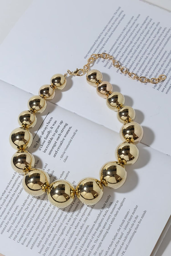 BEADS NECKLACE - GOLD TONE