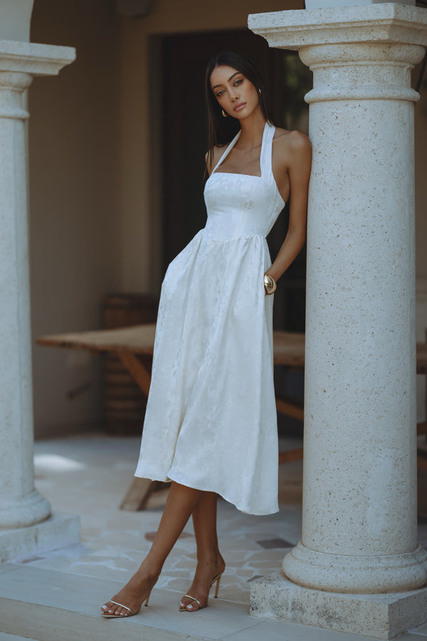 KATARINA MIDI DRESS - IVORY/JACQUARD