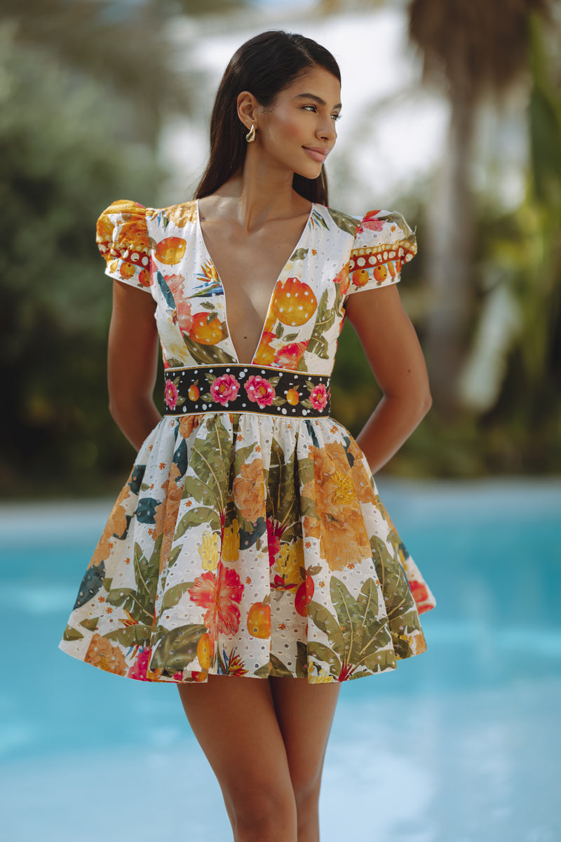 JADA MINI DRESS - TROPICAL ORCHARD BLOSSOM