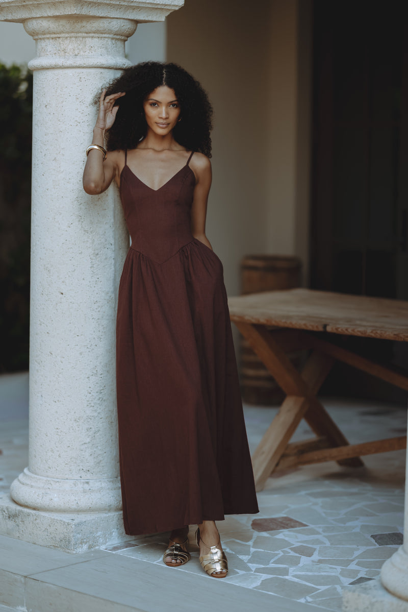 ZEPHY MAXI DRESS - CHOCOLATE