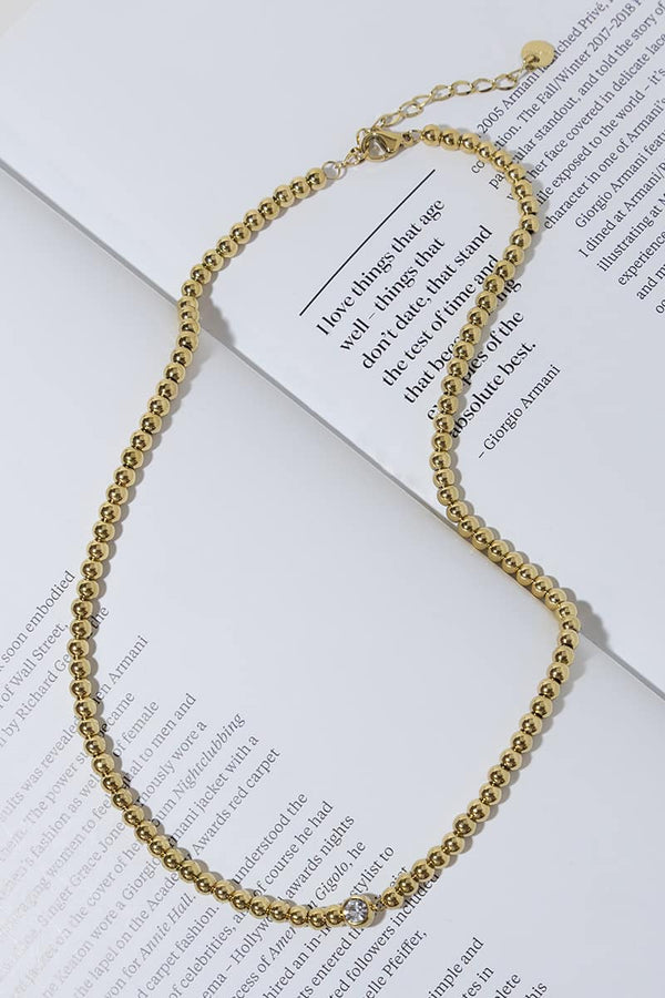 GOLD PLATED BEADS AND ZIRCON NECKLACE