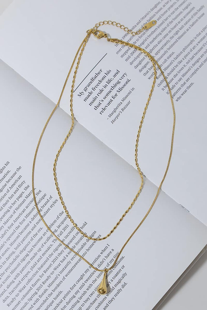 GOLD PLATED DOUBLE LAYER DROP NECKLACE