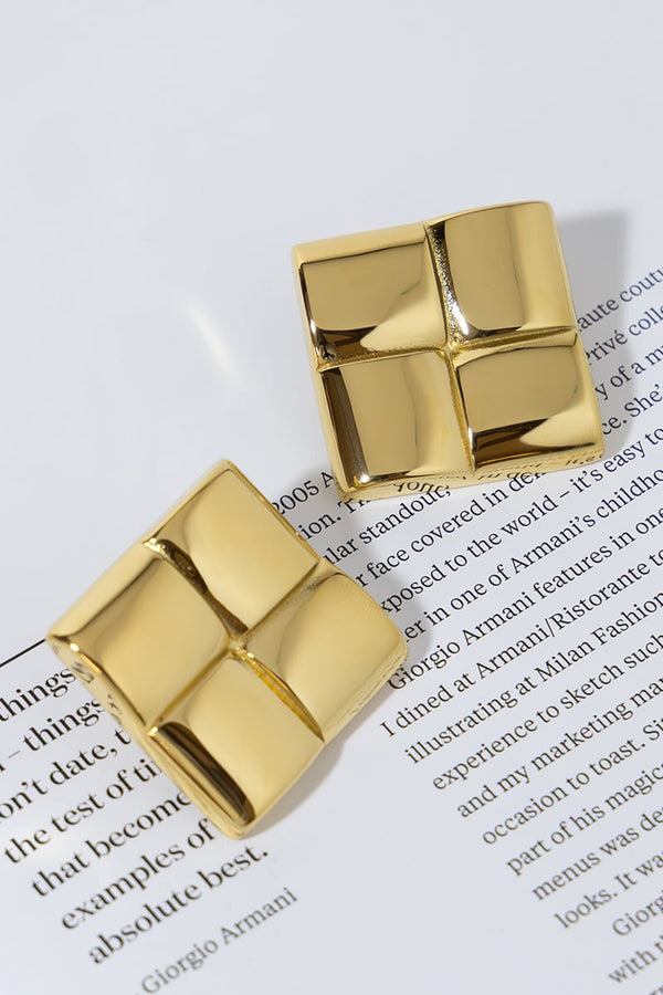 GOLD PLATED LARGE SQUARE EARRINGS