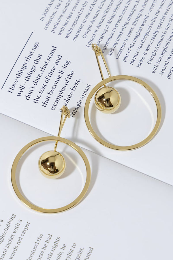 GOLD PLATED ROUND WRECKING BALL EARRINGS