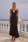 MALIKA MAXI DRESS - BLACK POLKA