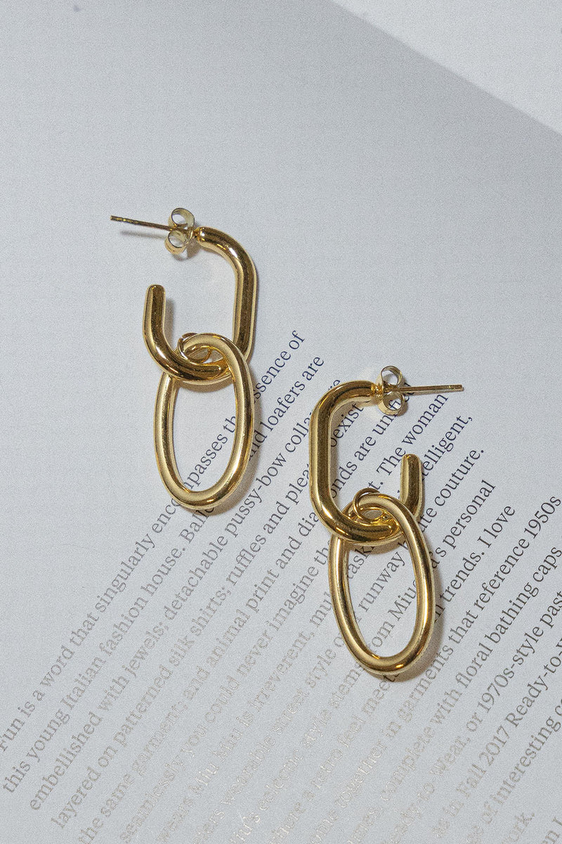 GOLD PLATED OVAL EARRINGS