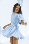 WINONA DRESS - BABY BLUE/WHITE FLORAL PRINT