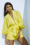 MAXIE LINEN PLAYSUIT - ELECTRIC YELLOW