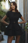 LUCINDA TWEED MINI DRESS - BLACK