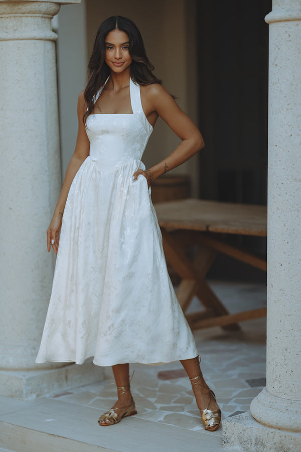 KATARINA MIDI DRESS - IVORY/JACQUARD